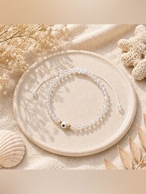 🤍 Clear White Evil Eye Bracelet